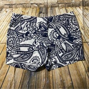 Anthropologie Kengi Chino Shorts White Blue Paisley Print Cotton